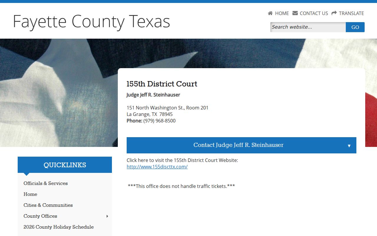 Fayette County court dates at the 155th District Court