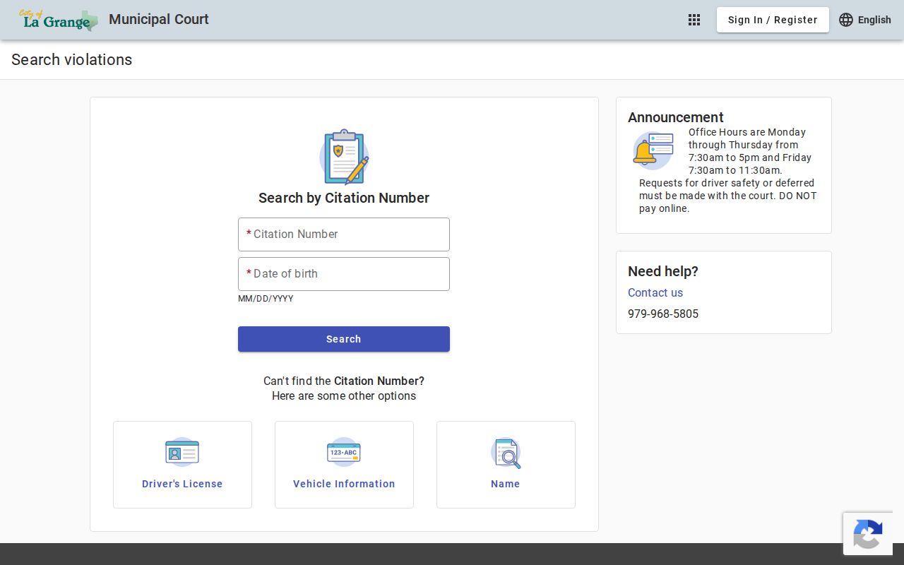 La Grange court docket municipal search screen