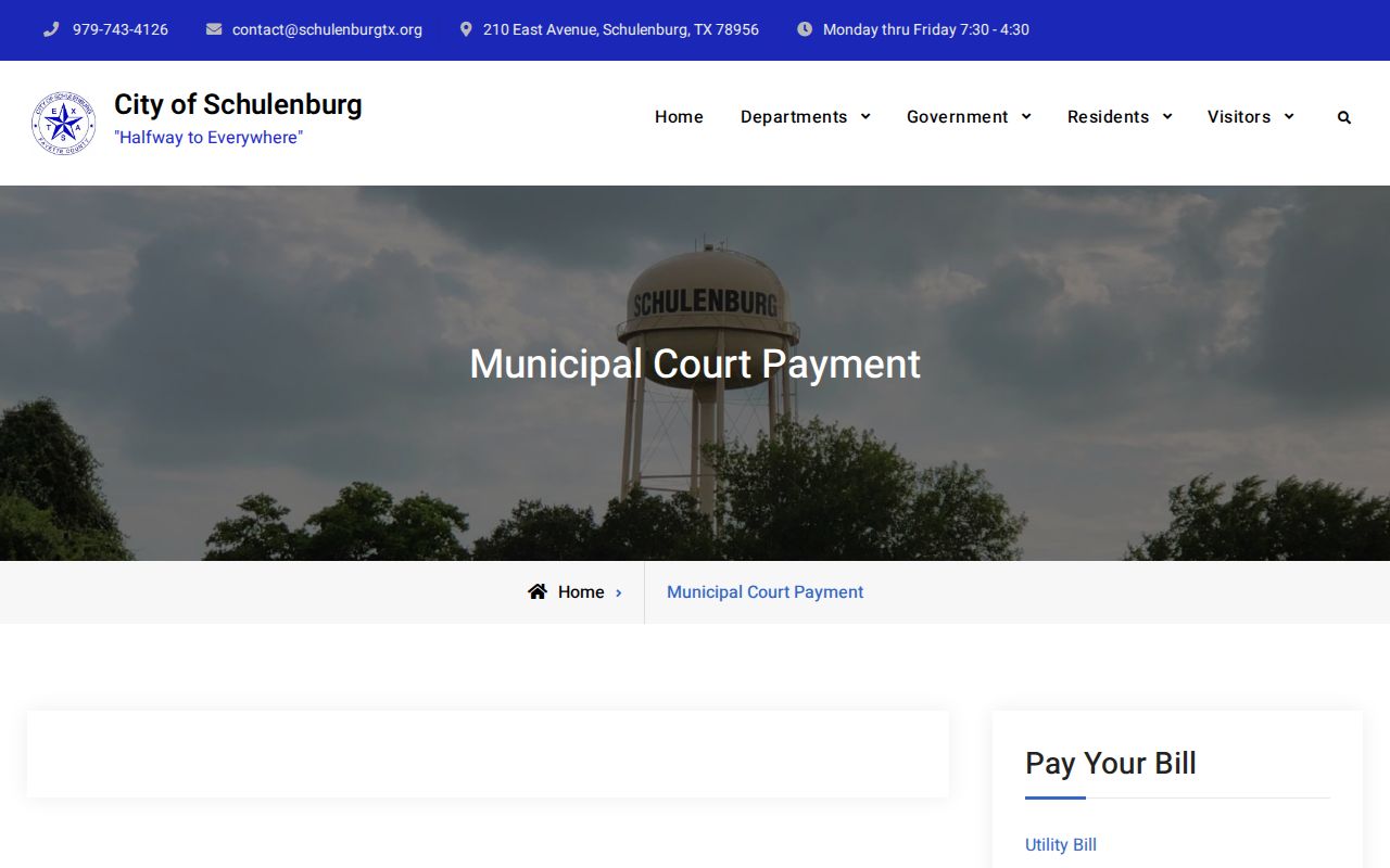 Schulenburg payment page for Fayette County court docket records