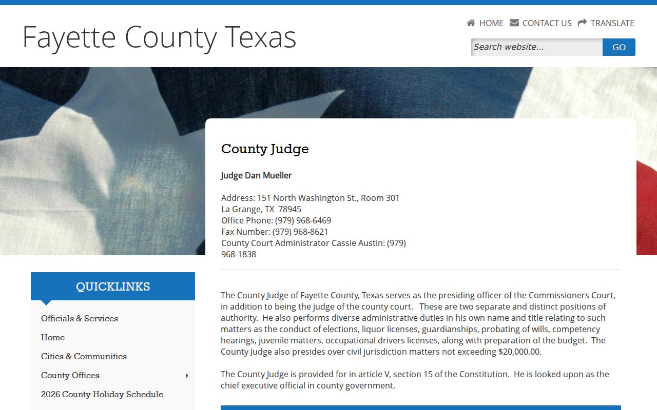 Fayette County court docket County Judge and Constitutional Court