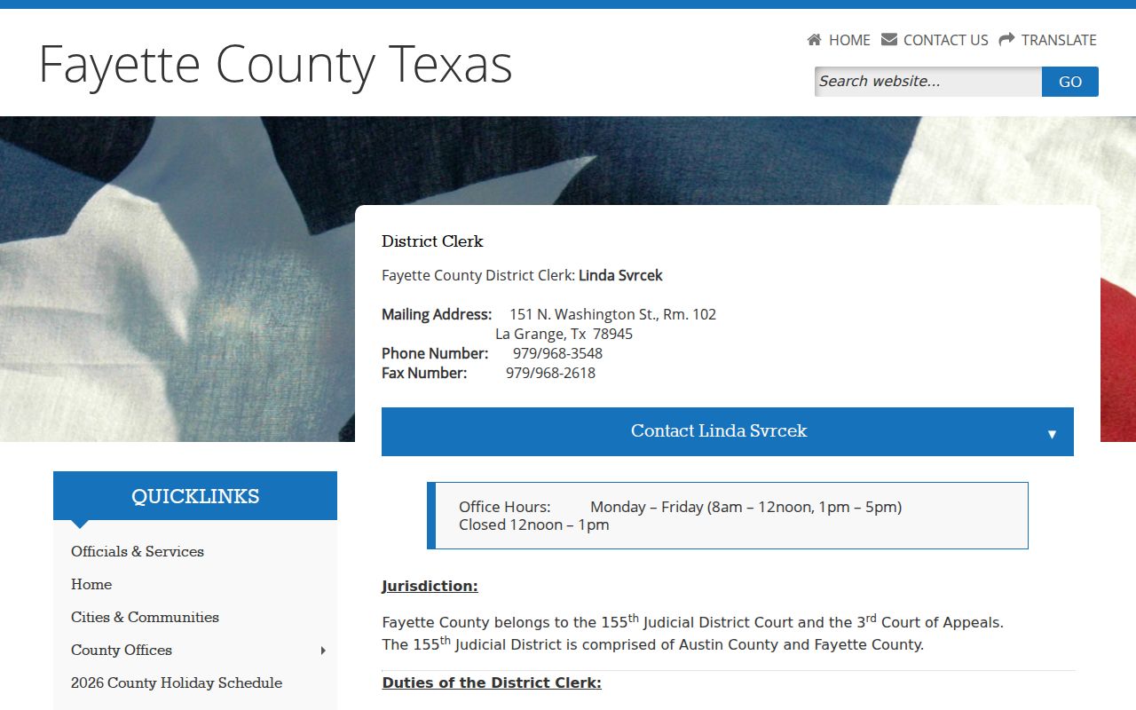 Fayette County District Clerk court record terminal information